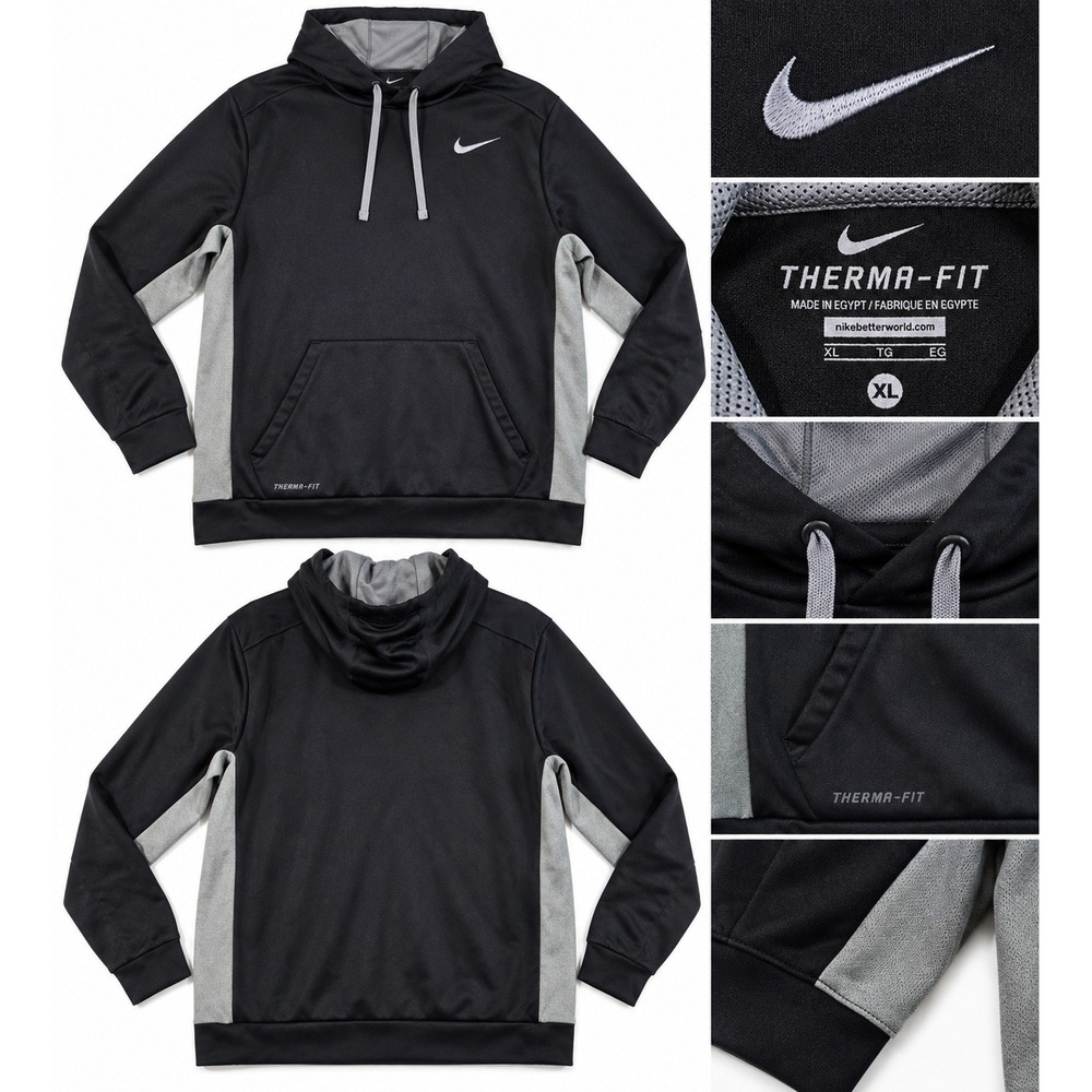 Nike Mens Therma-FIT Hoodie Polyester Sporty Casual Black XL